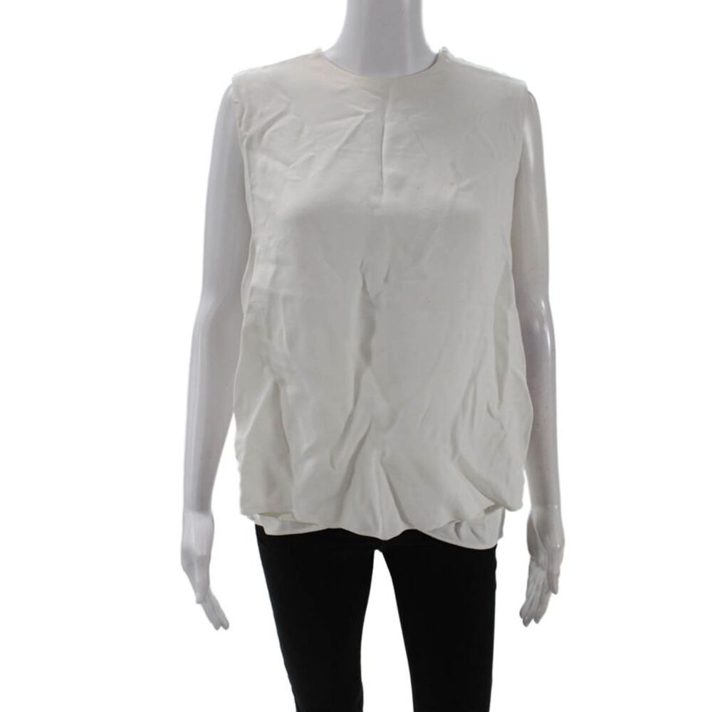 Derek Lam Womens Layered Detail Strap Accent Sleeveless Top White Size M